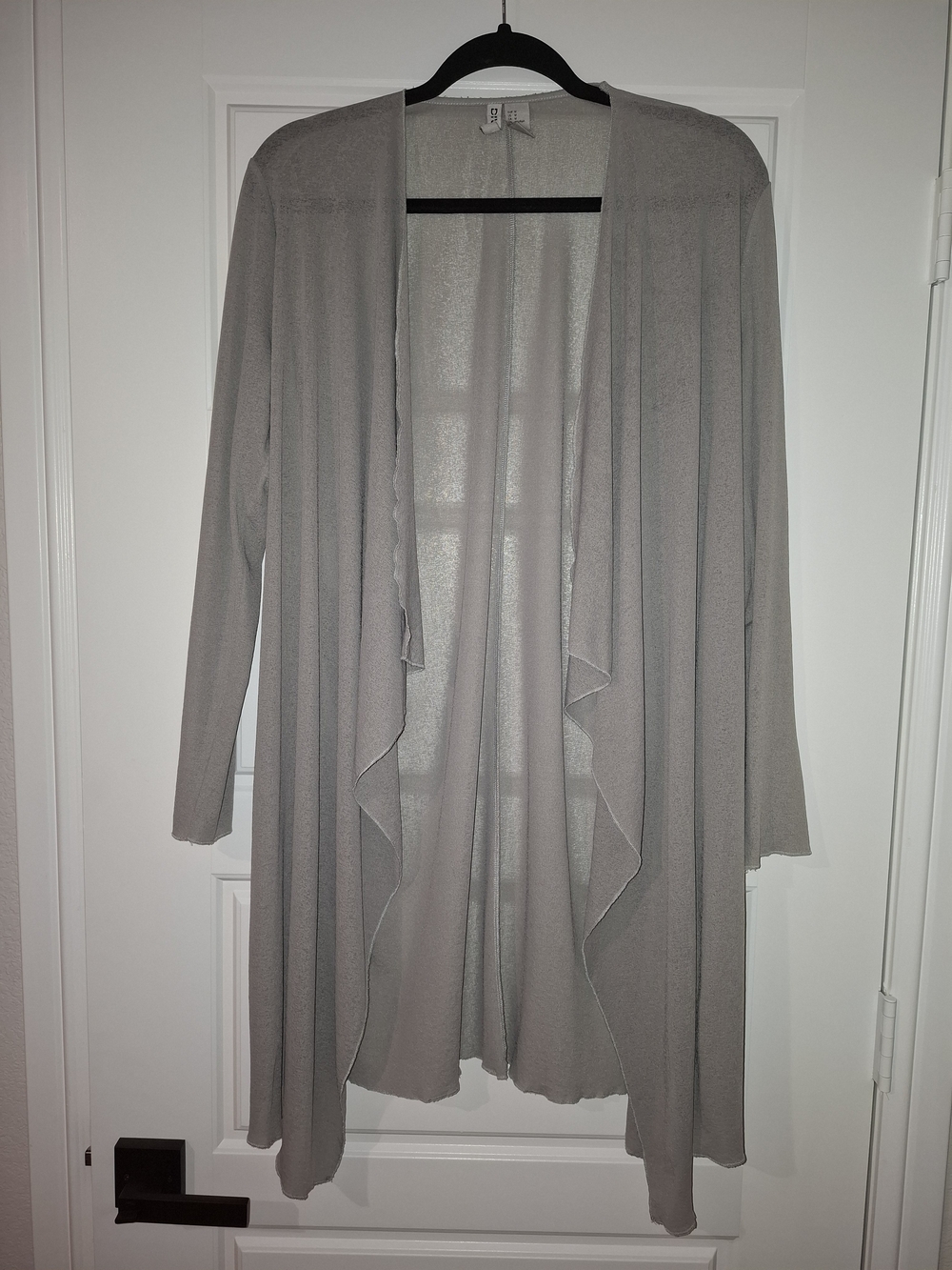 Divided Light Gray Open-Front Draped Duster